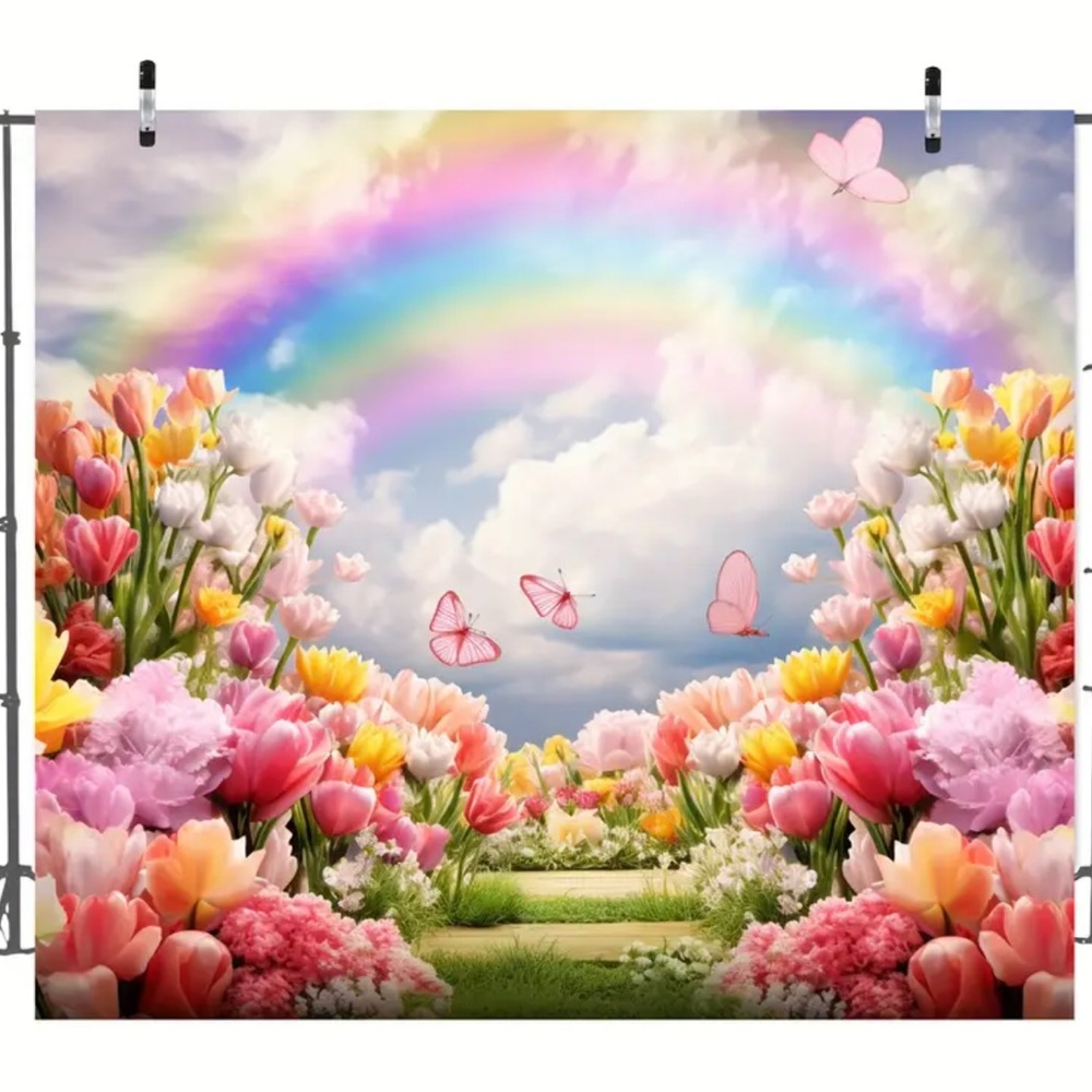 NIP Backdrop for Photos or Live Shows approx 5’ x 7’ Florals, Butterflies,
